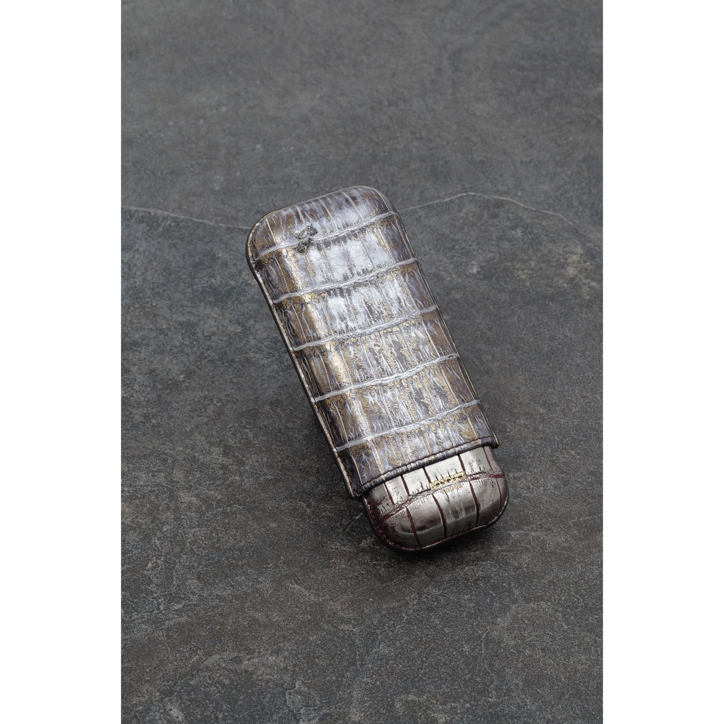 Genuine Crocodile Leather Case for 2 - Metallic Grey Gold