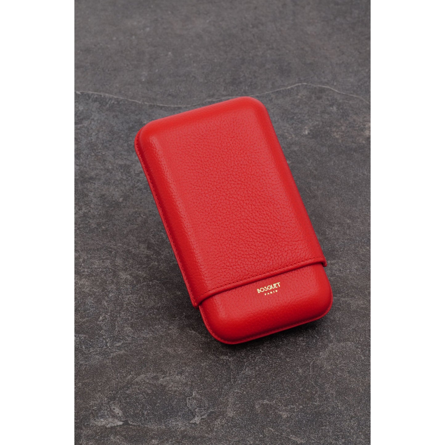 Grained Calf Leather Case For 3 - Rouge