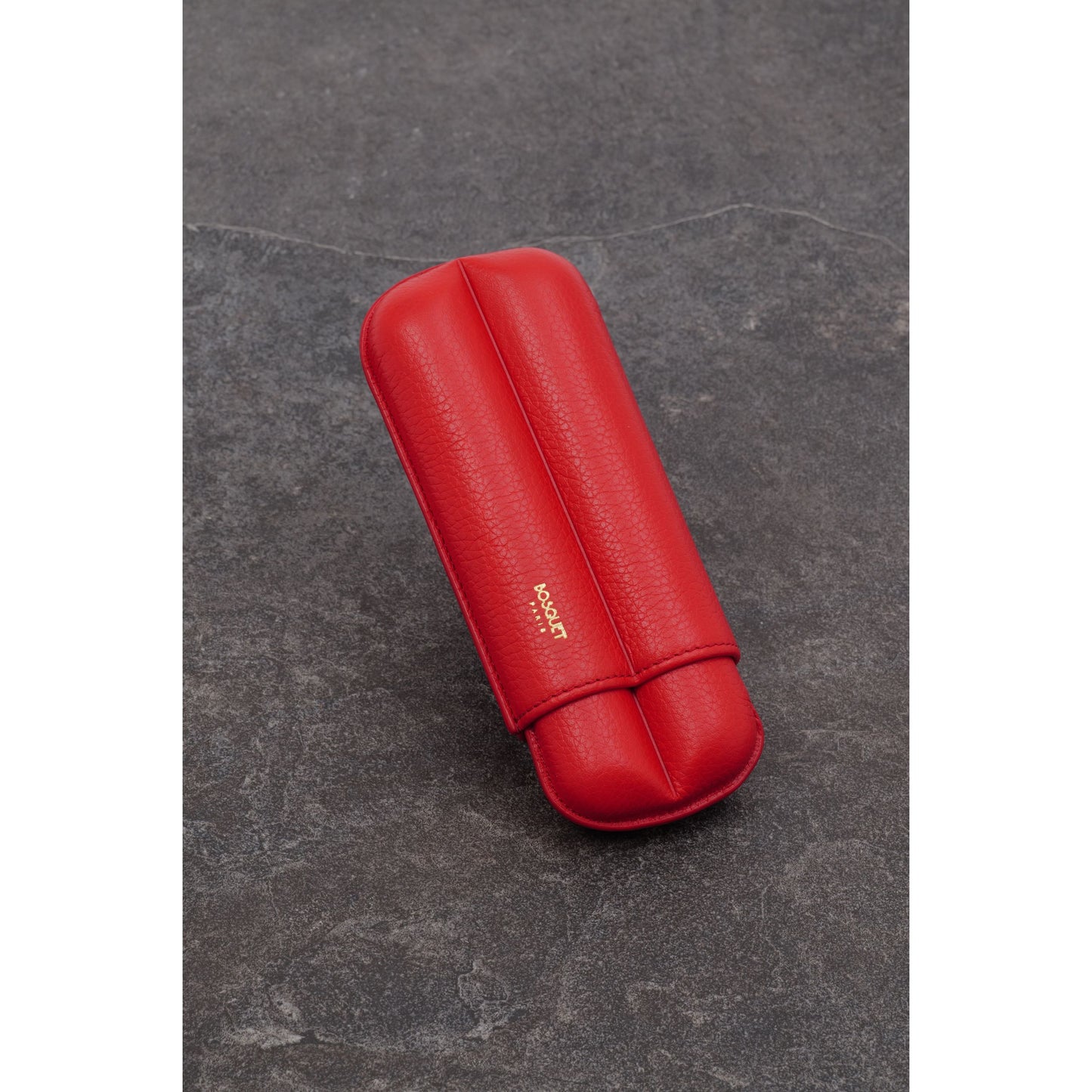 Grained Calf Leather Case For 2 - Rouge