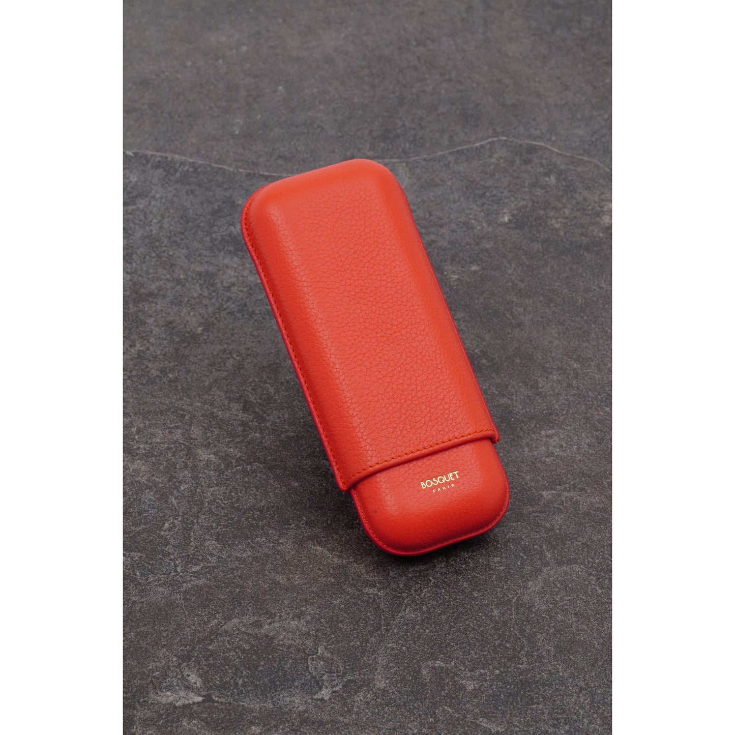 Grained Calf Leather Case For 2 - Mandarine