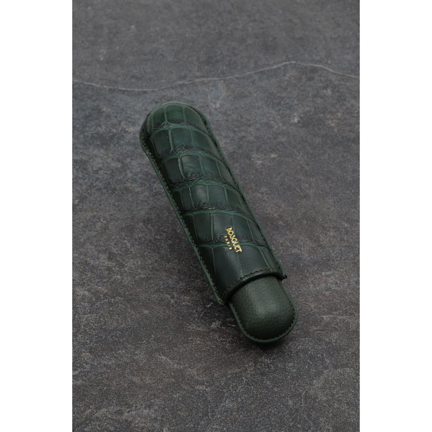 Crocodile and Grained Calf Leather Case for 1 - Two Tone Green