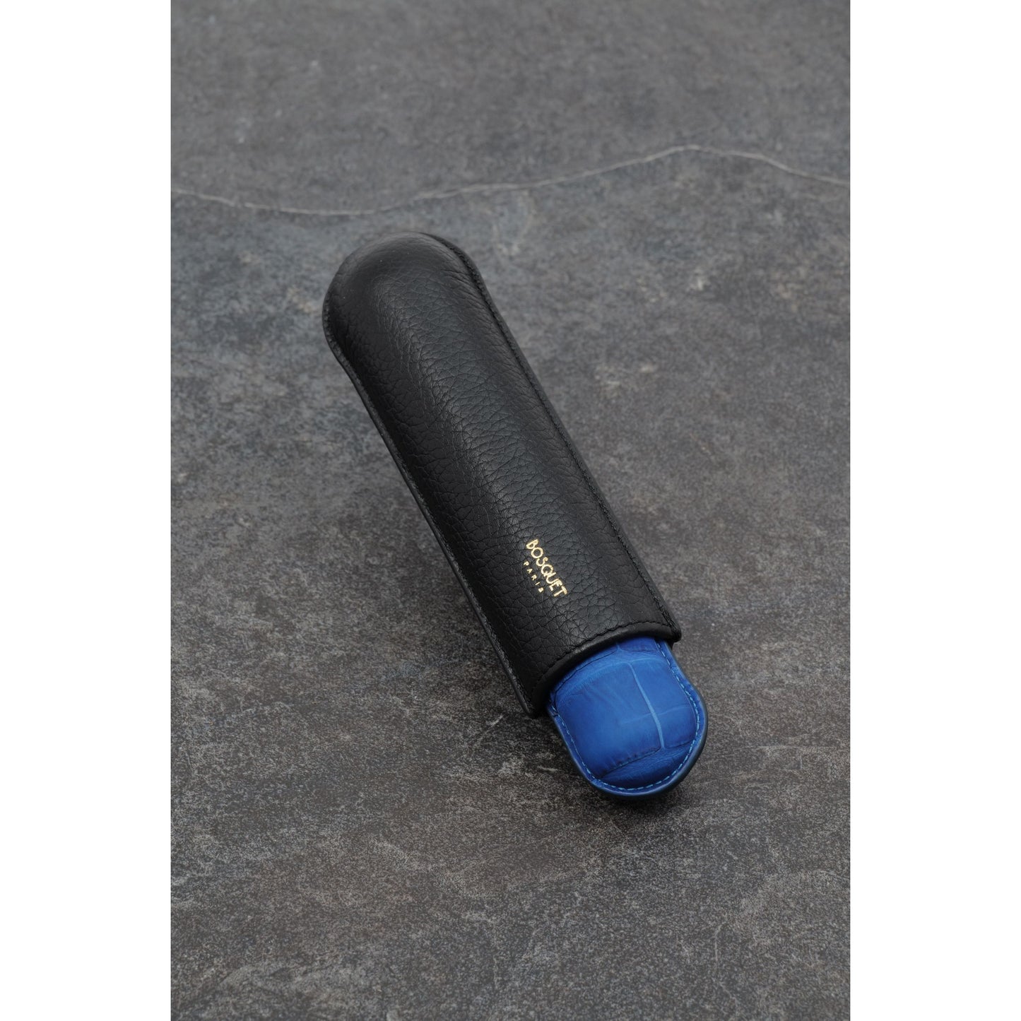 Crocodile Grained Calf Leather Case for 1 - Black Blue