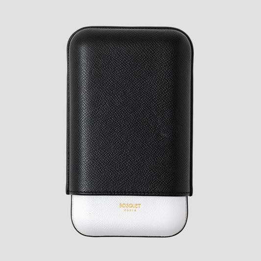 Grained Calf Leather Case For 3 - Black and White
