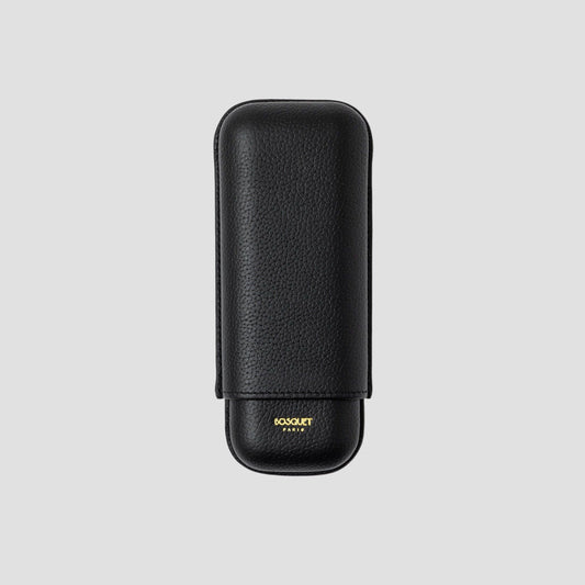 Grained Calf Leather Case For 2 - Black