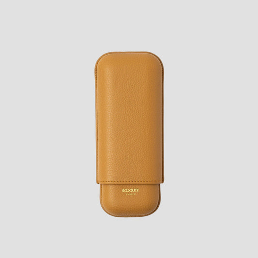 Grained Calf Leather Case For 2 - Golden