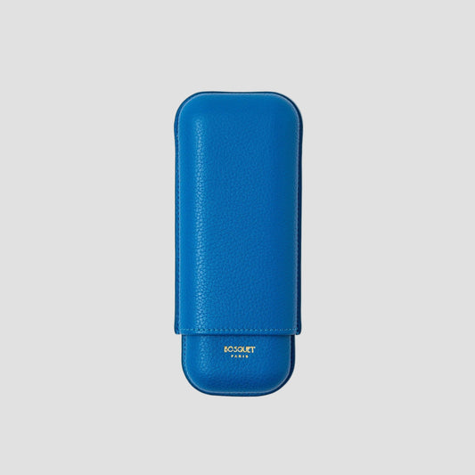 Grained Calf Leather Case For 2 - Capri Blue