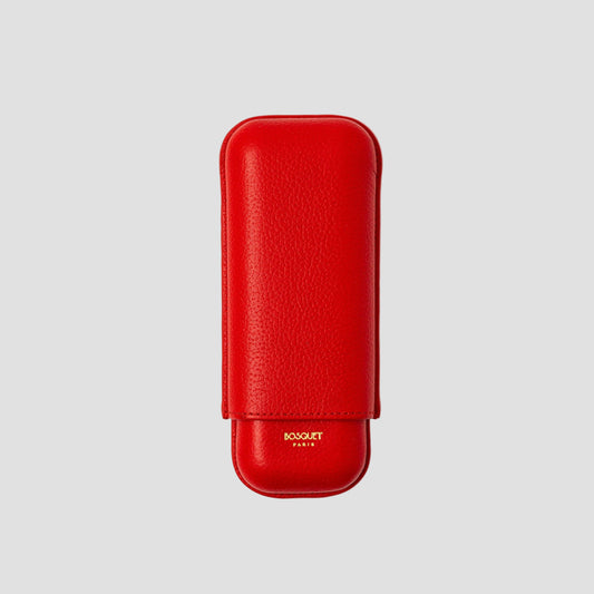 Grained Calf Leather Case For 2 - Red