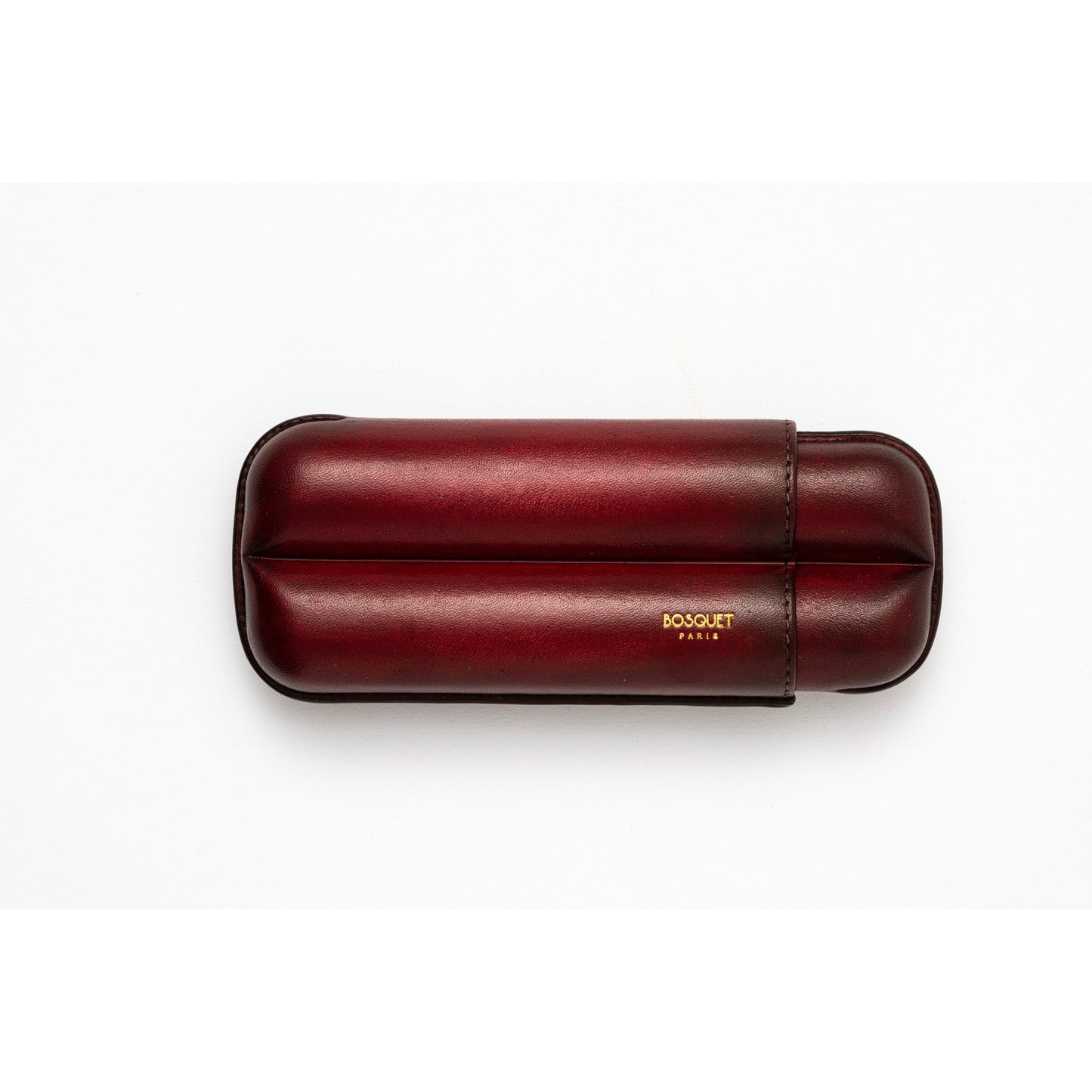 Leather Case for 2 - Hand finished in Patina Wine Red