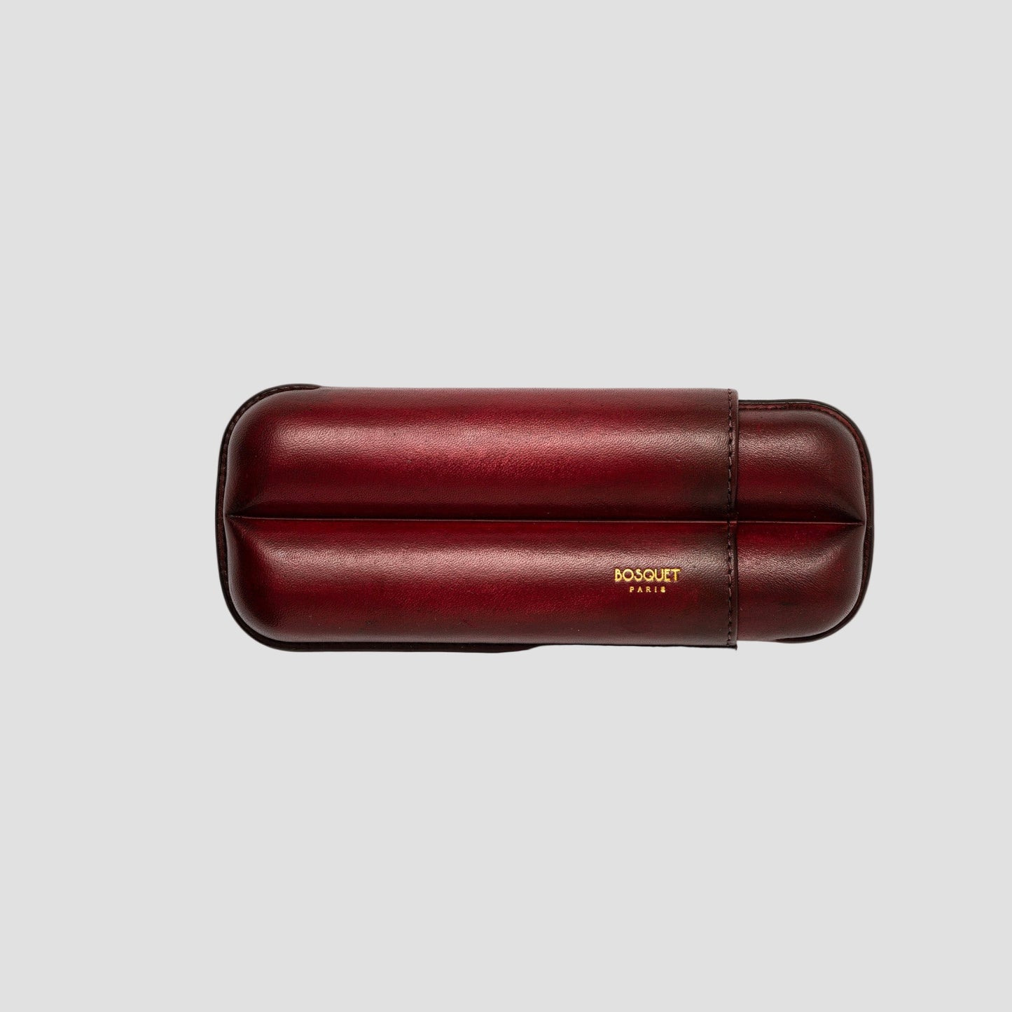 Leather Case for 2 - Hand finished in Patina Wine Red
