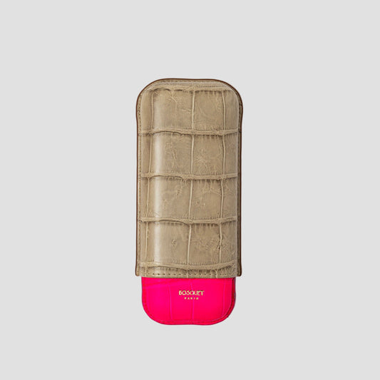 Genuine Crocodile Leather Case for 2 - Grey & Neo Pink