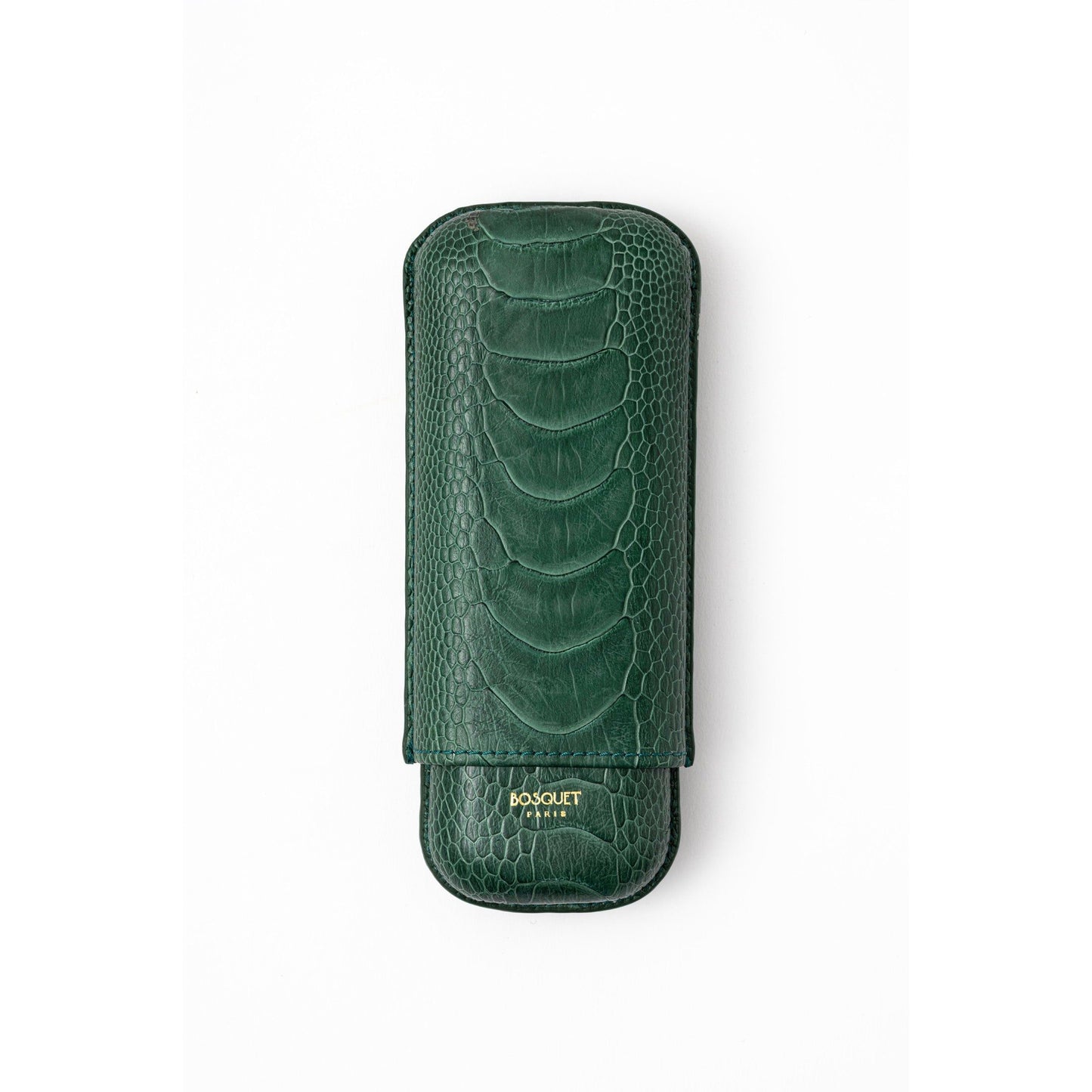 Ostrich leg green case for two cigars