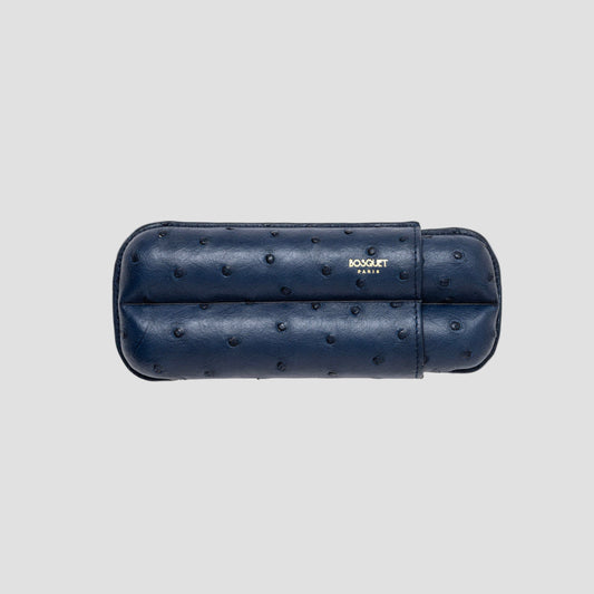 Ostrich Leather Case for 2cigars - Presidential Blue