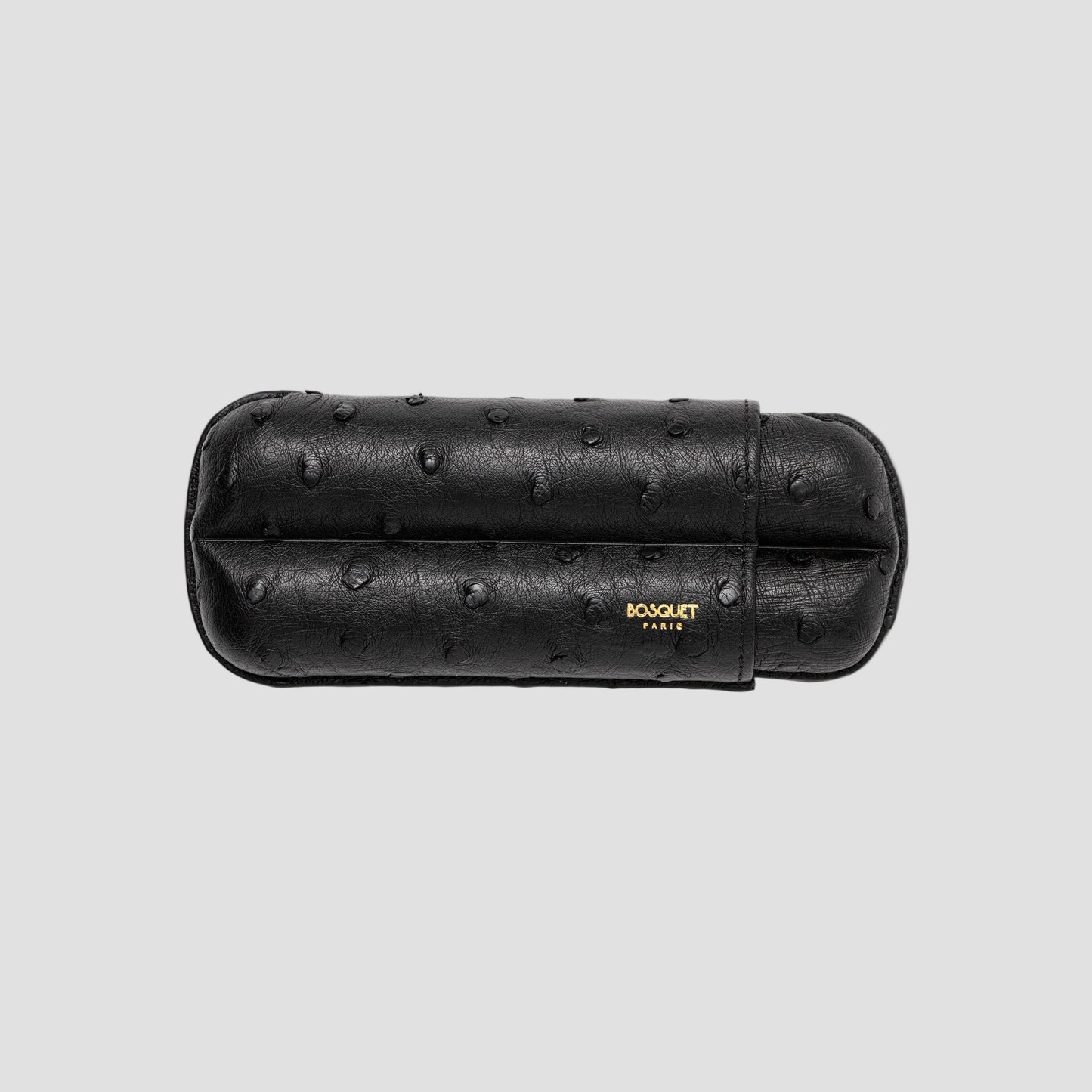 Leather Case for 2 cigars in Ostrich - Dark Brown