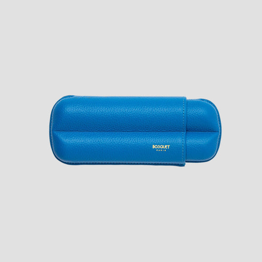 Grained Calf Leather Case For 2 - Capri Blue