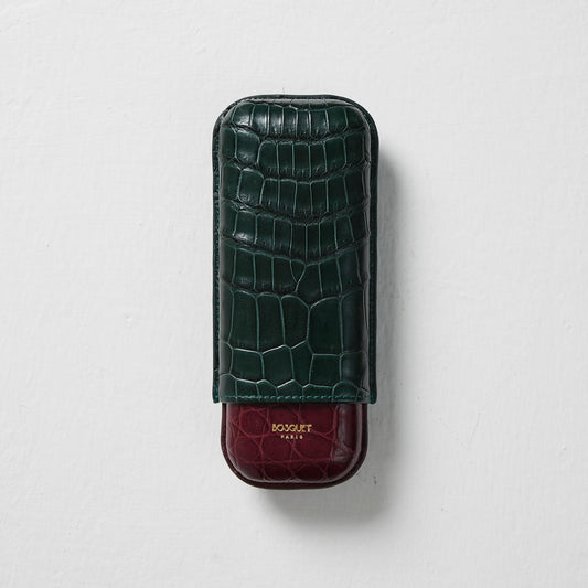 Genuine Crocodile Leather Case for 2 - Dark Green & Wine Red