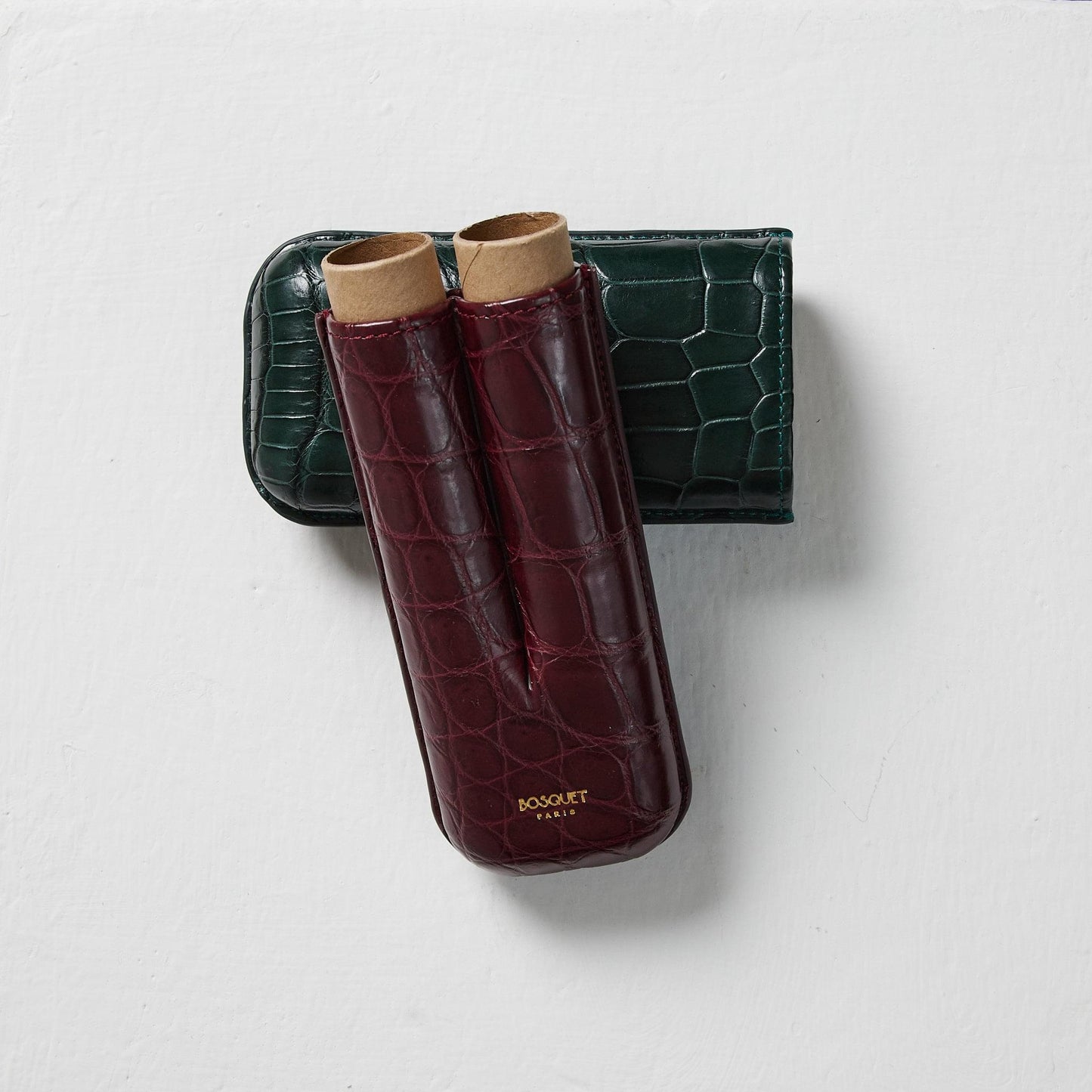 Genuine Crocodile Leather Case for 2 - Dark Green & Wine Red