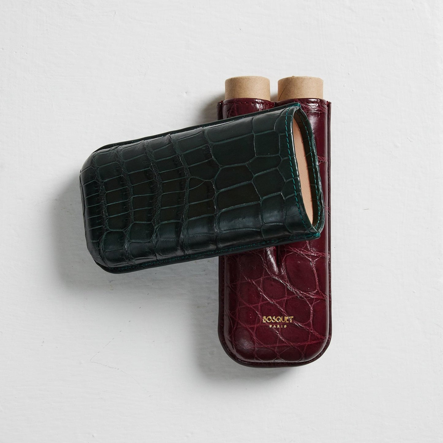 Genuine Crocodile Leather Case for 2 - Dark Green & Wine Red