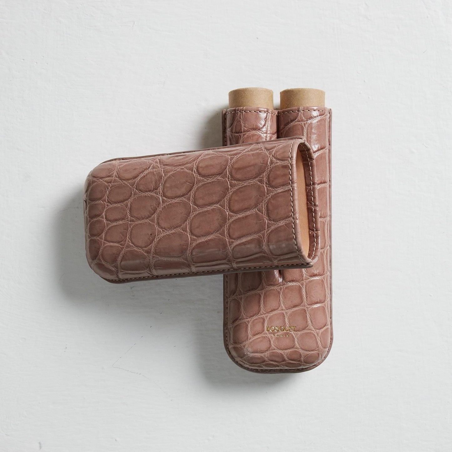 Genuine Crocodile Leather Case for 2 - Espresso Light Brown