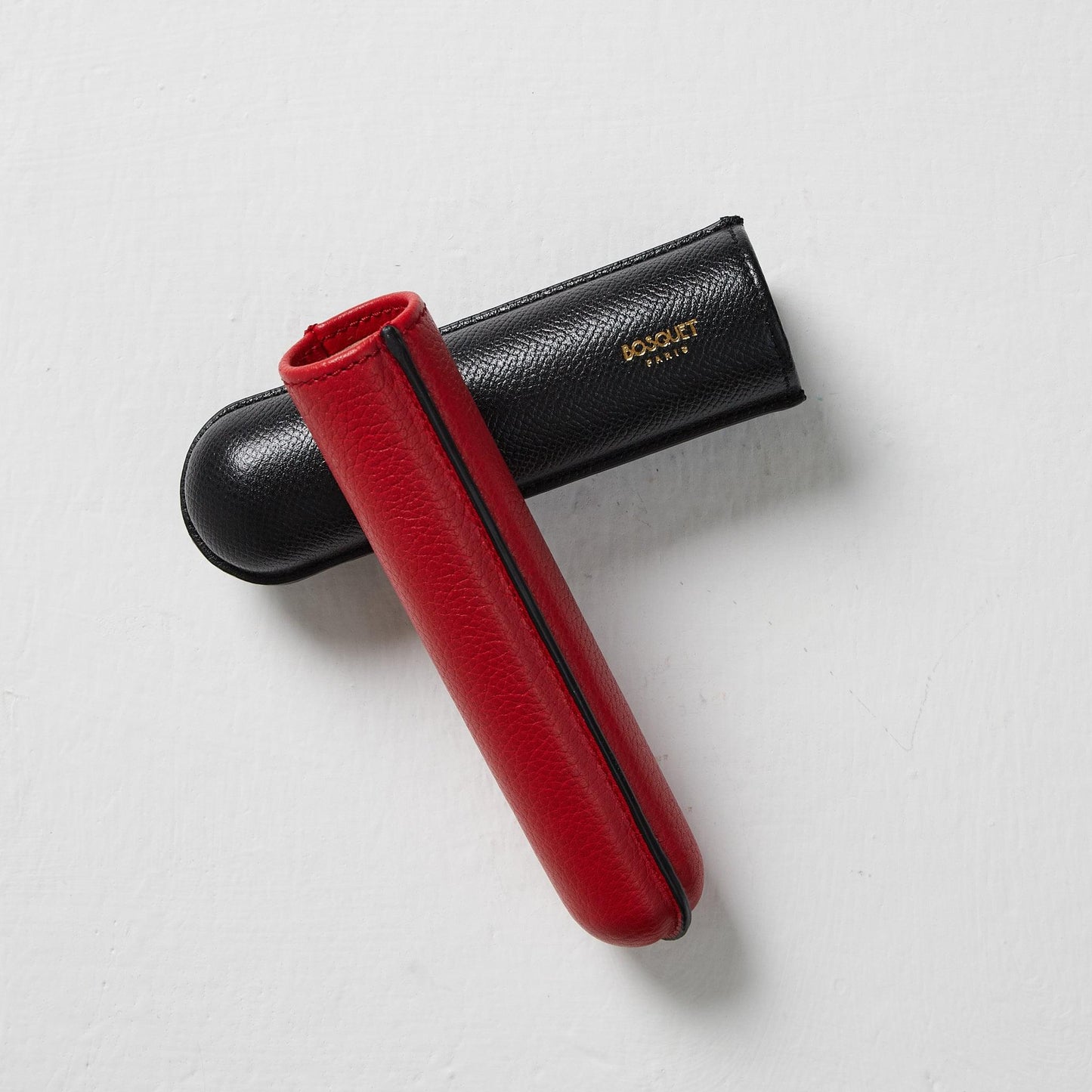 Grained Calf Leather case for 1 - Black Red