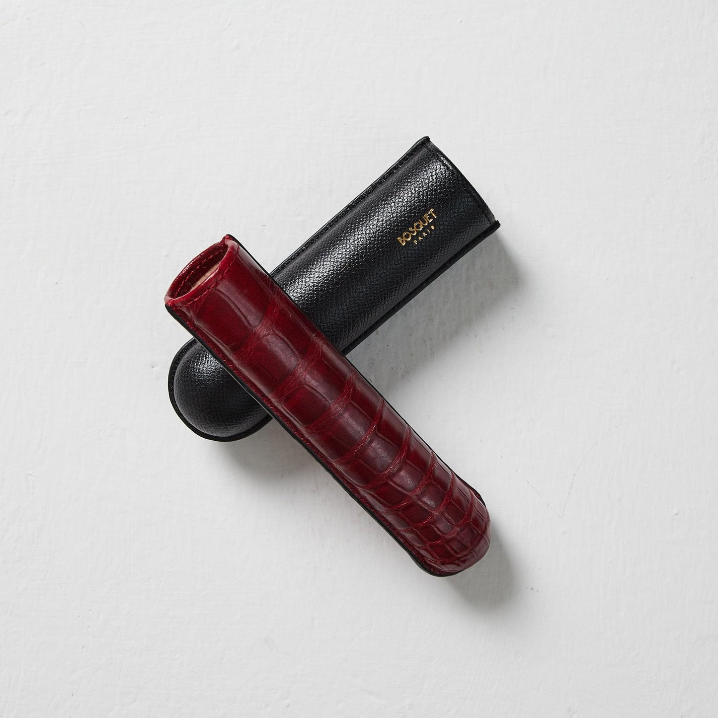 Exotic Leather Case for 1 - half&half - Black & Red
