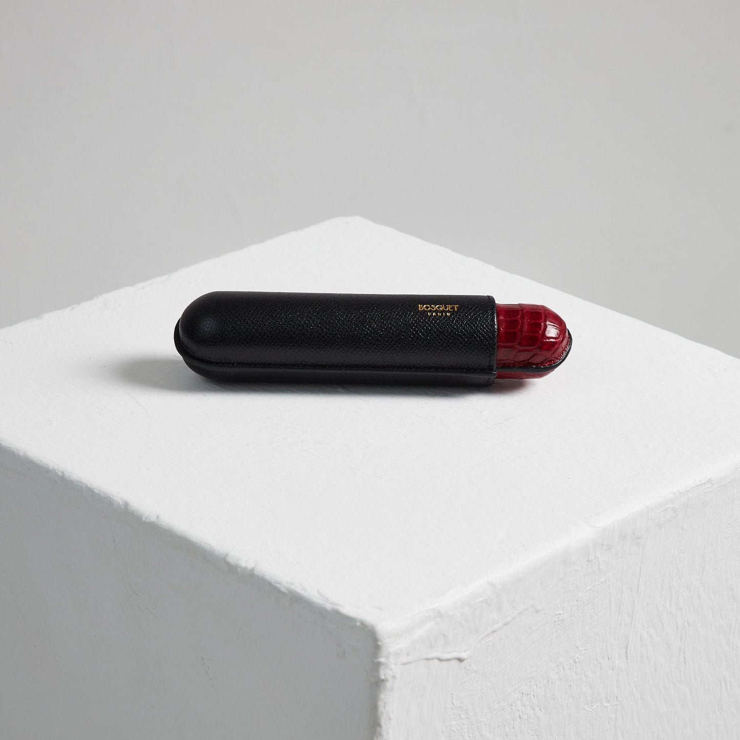 Exotic Leather Case for 1 - half&half - Black & Red
