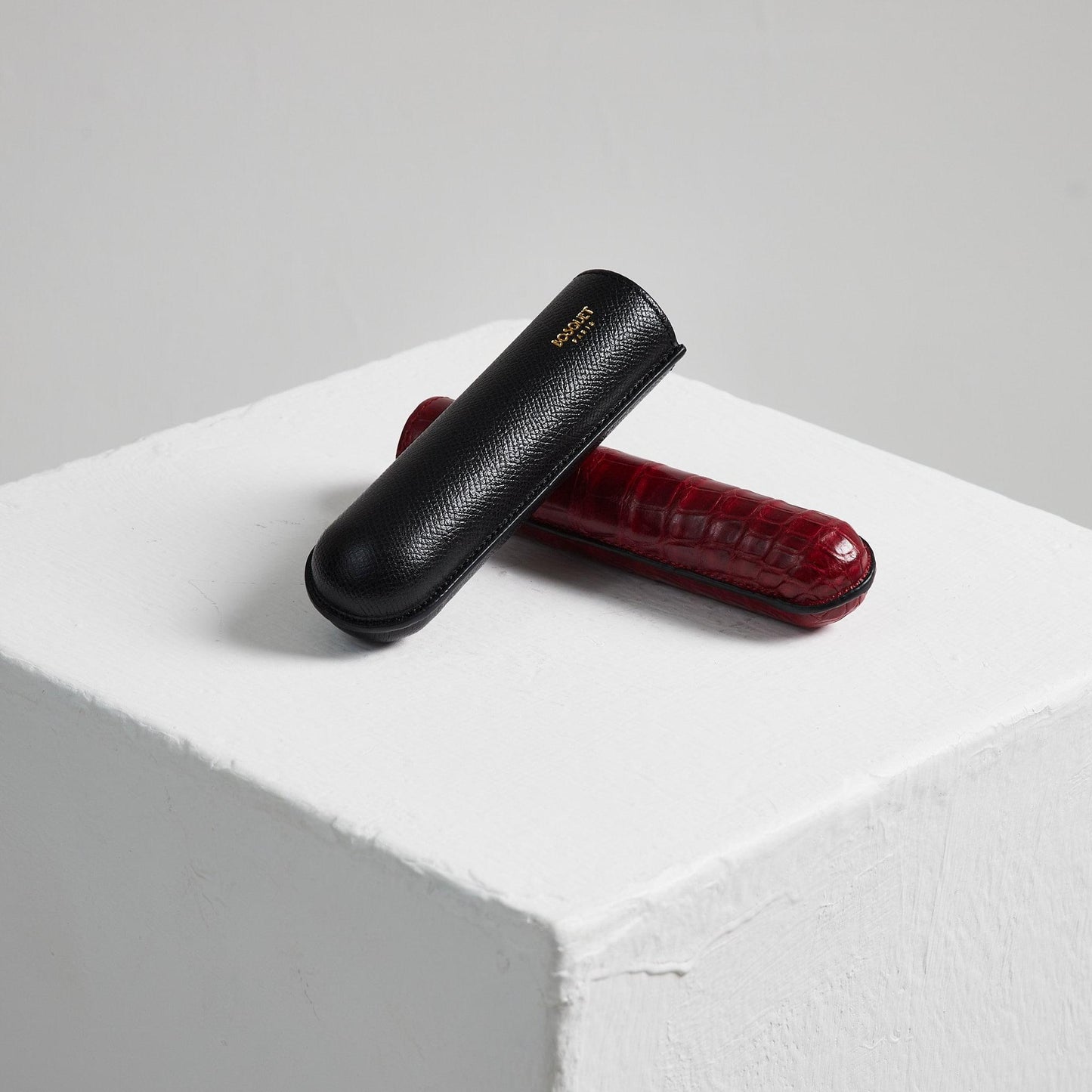 Exotic Leather Case for 1 - half&half - Black & Red