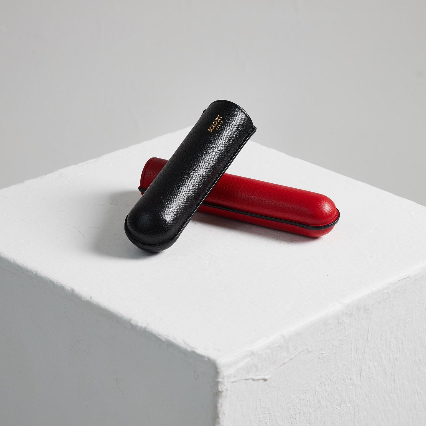Grained Calf Leather case for 1 - Black Red