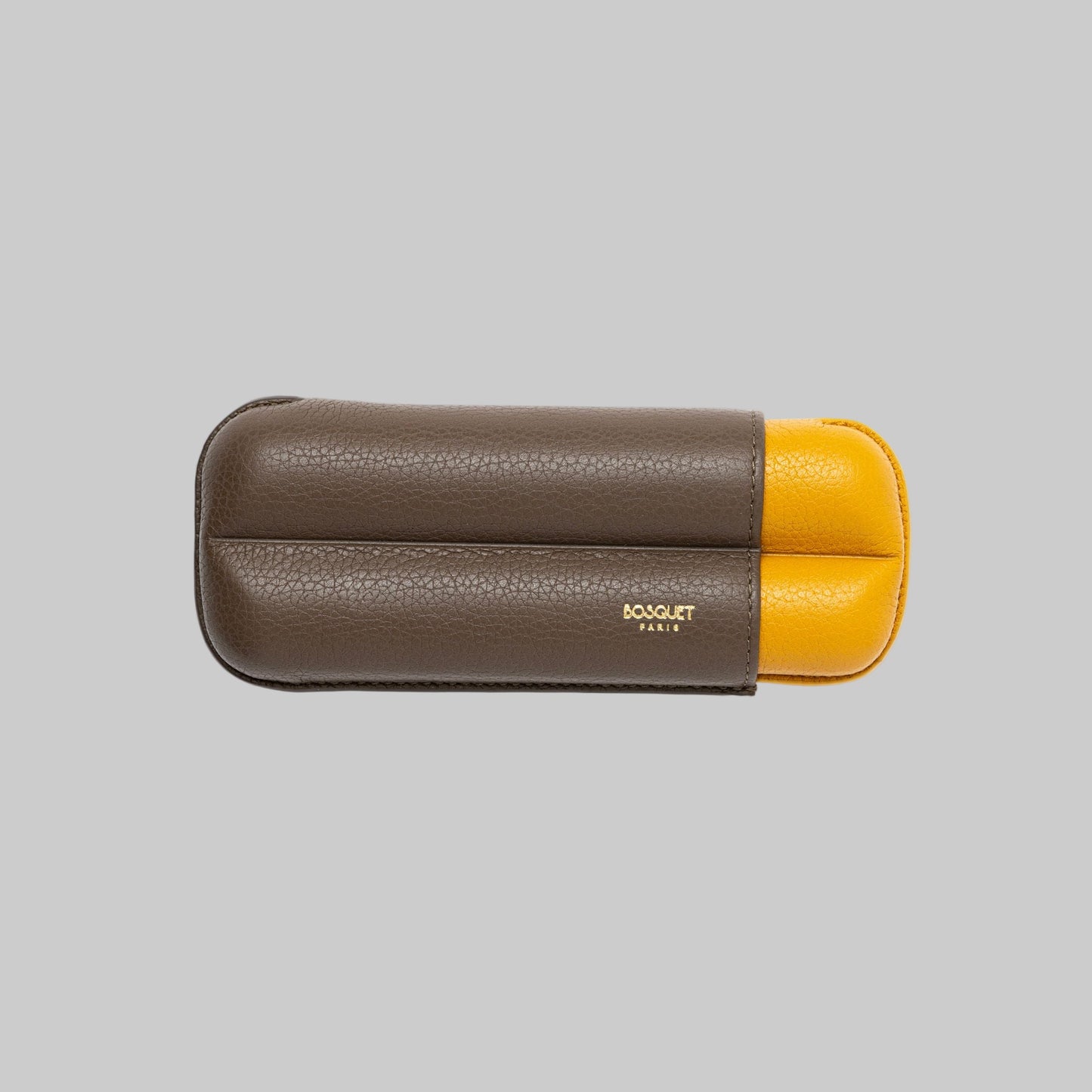Grained Calf Leather Case For 2 - Two Tone Savana Mustard