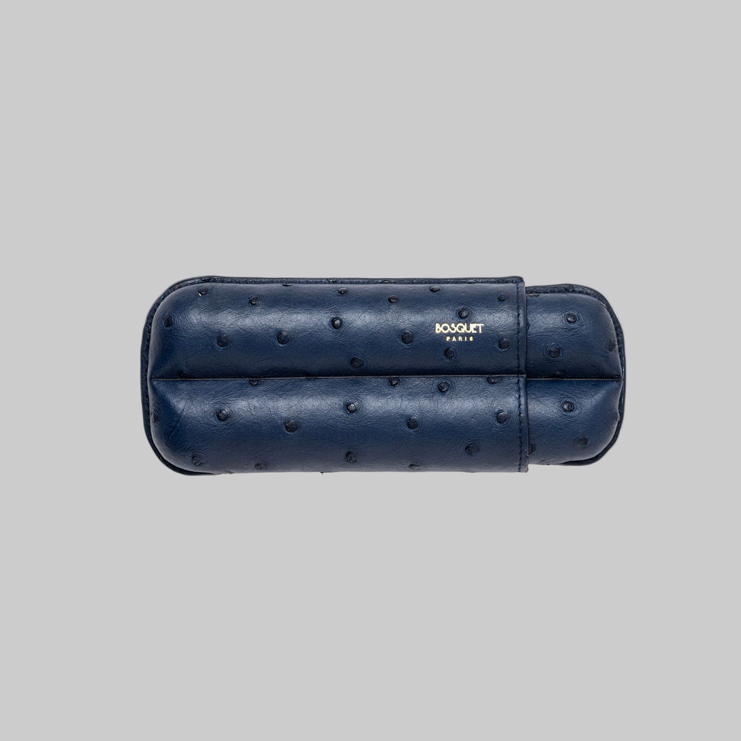 Ostrich Belly Leather Case for 2 cigars - Navy Blue