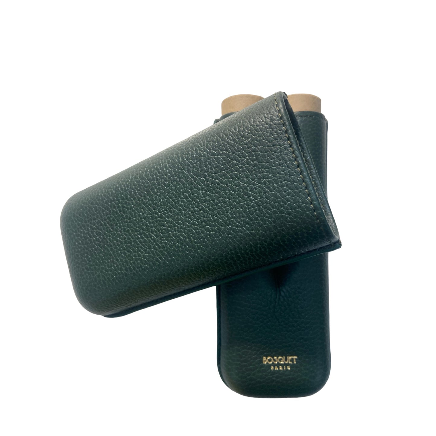 Grained Calf Leather Case For 2 - Green Forest