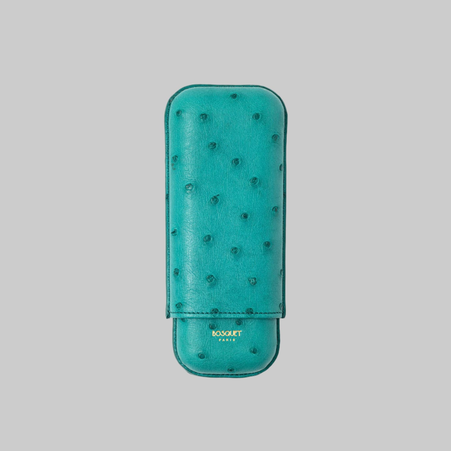 Ostrich Belly Leather Case for 2 cigars - Cyan