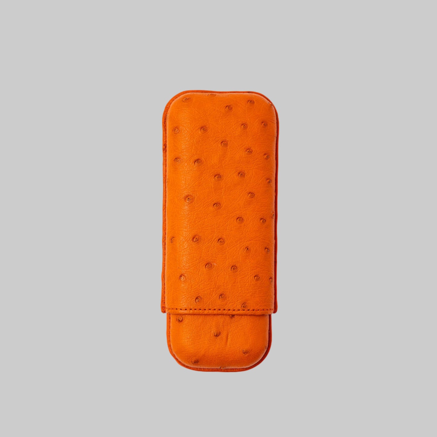 Ostrich Belly Leather Case for 2 cigars - Orange