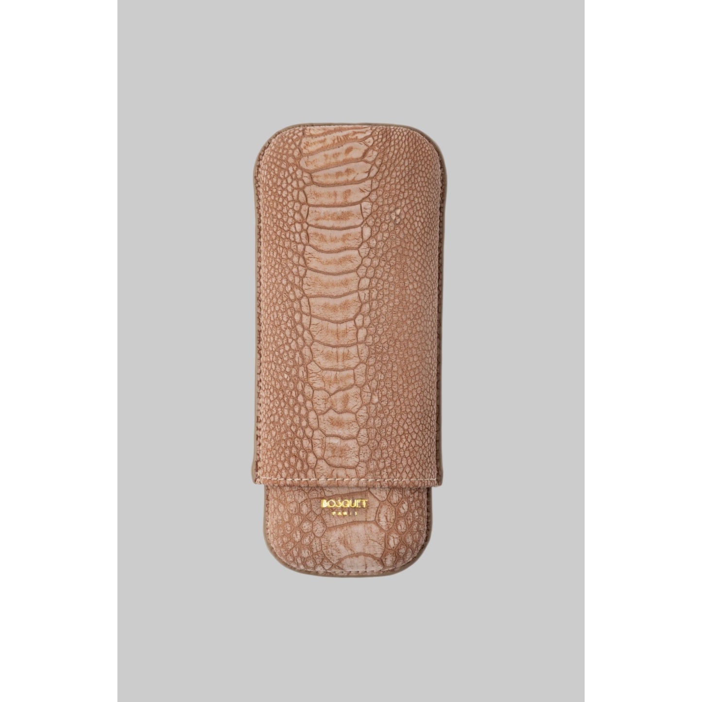 Ostrich Leg Leather Cigar Case - Suede Desert Sand
