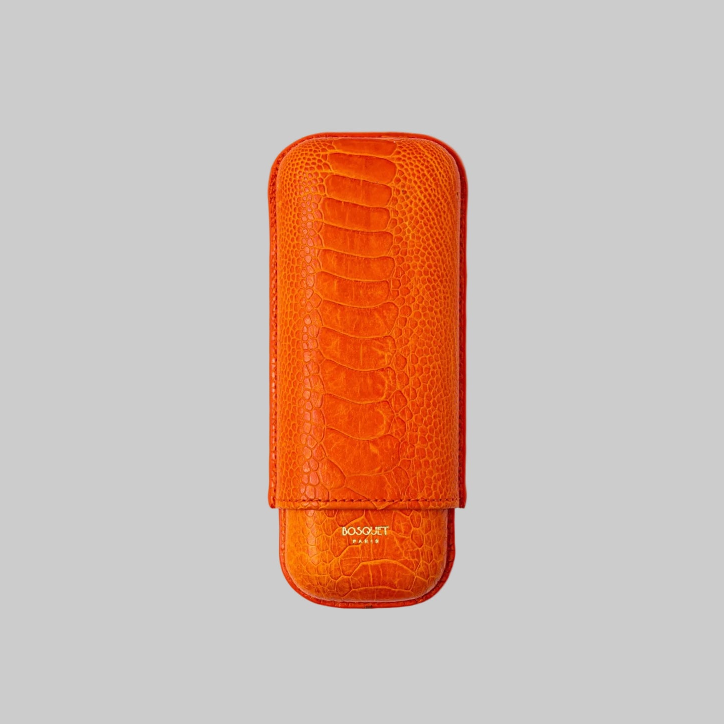 Ostrich Leg Leather Cigar Case - Orange