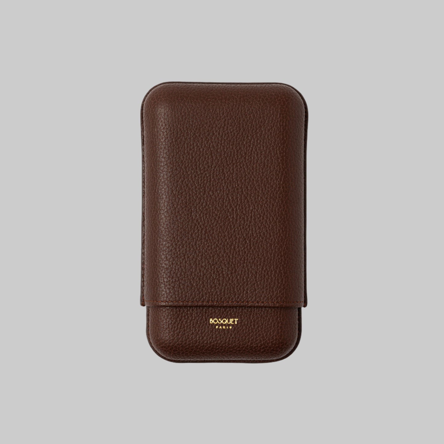 Grained Calf Leather Case For 3 - Brown
