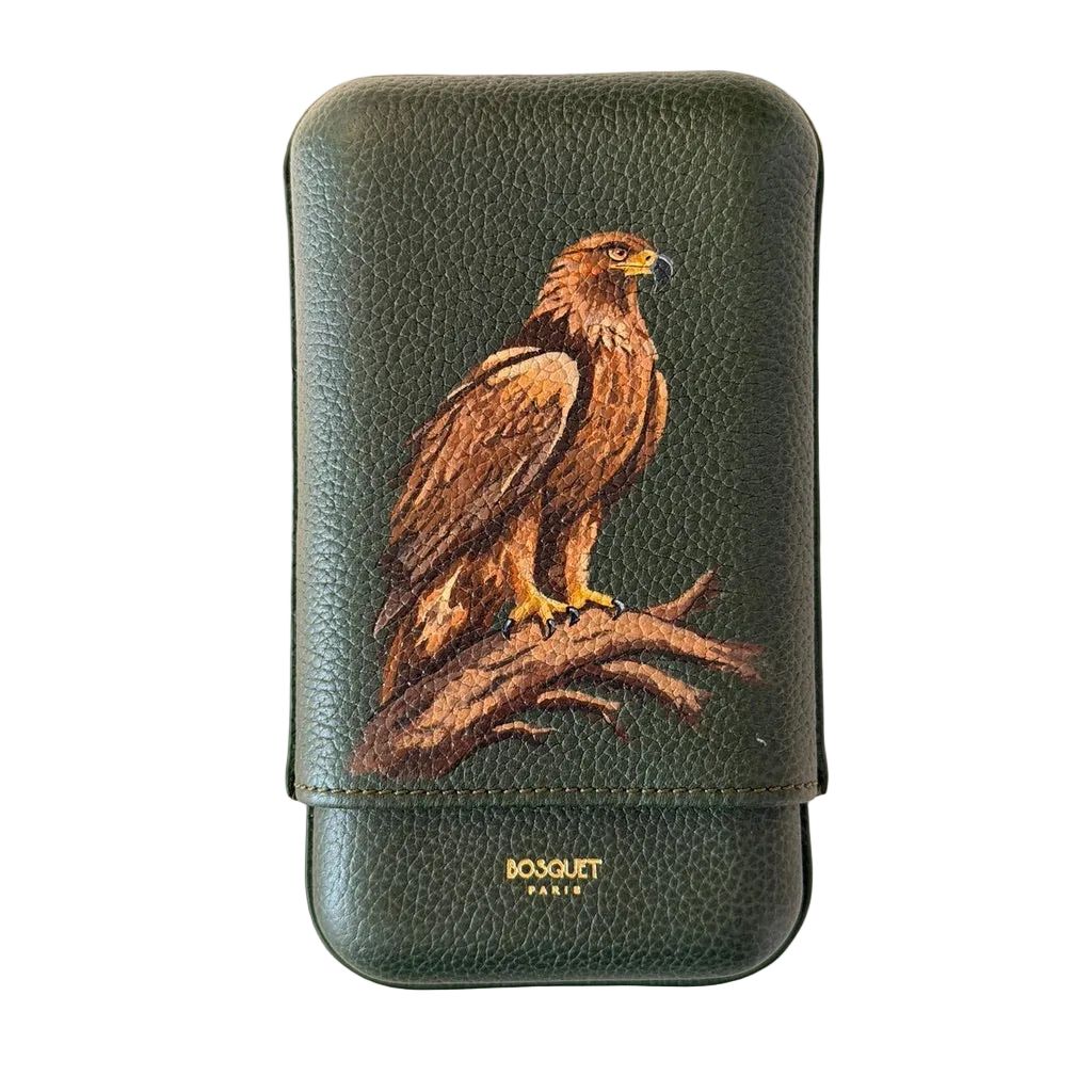 Hawk Grained Calf Leather Case For 3 - Green Hawk Grained Calf Leather Case For 3 - Green