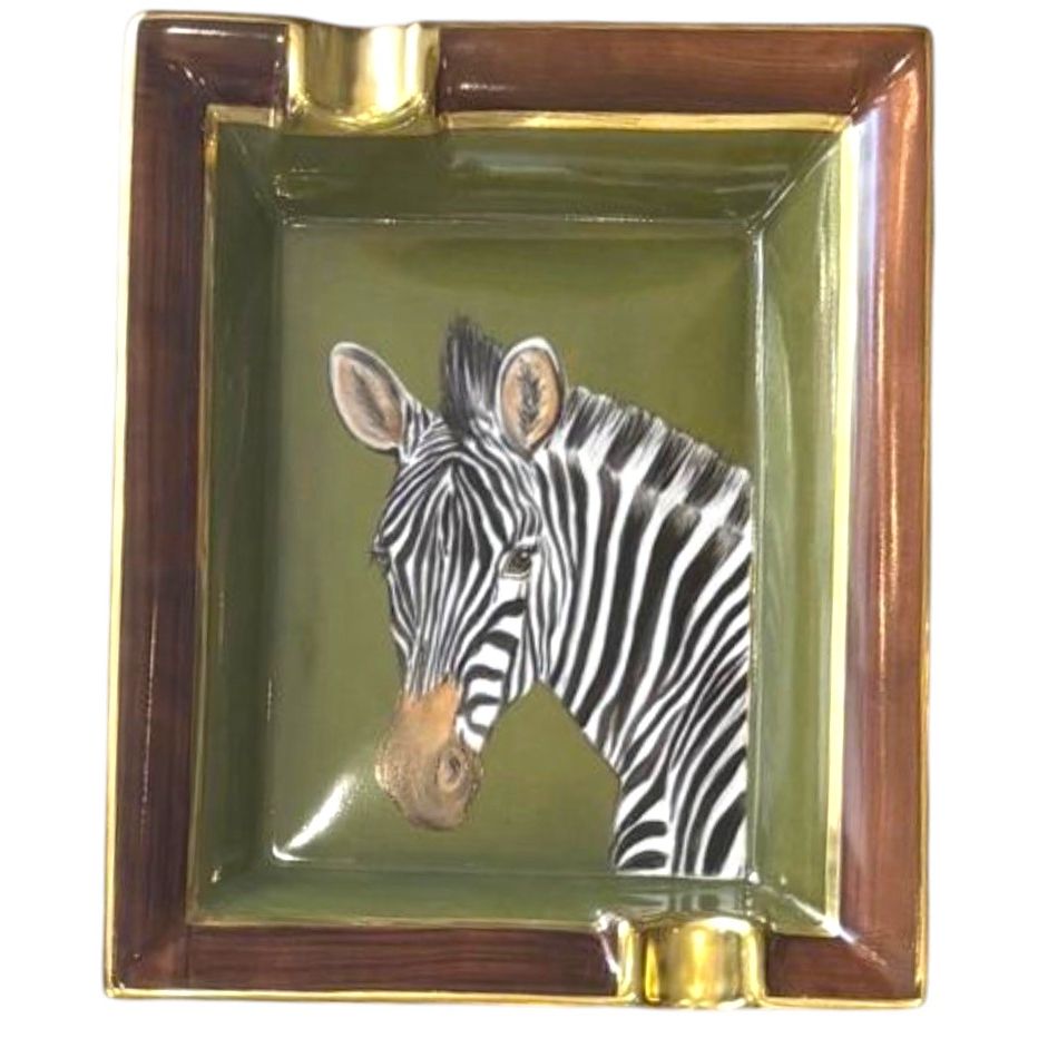 Porcelain ashtray - hand painted Zebra Porcelain ashtray - hand painted Zebra