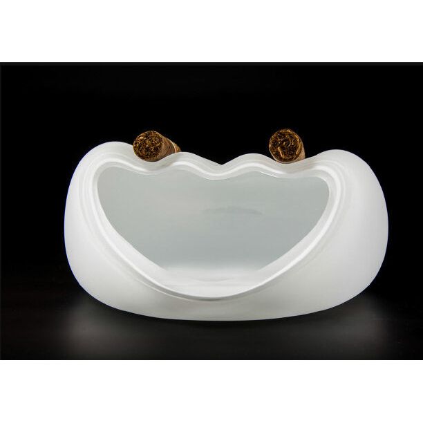 salamander ashtray, Handmade crystal ashtray - green, handcrafted in Czech Republic, Czevitrum ashtray, cigar ashtray in white