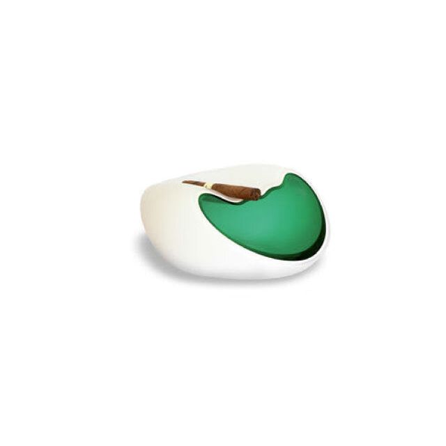 salamander ashtray, Handmade crystal ashtray - green, handcrafted in Czech Republic, Czevitrum ashtray, cigar ashtray