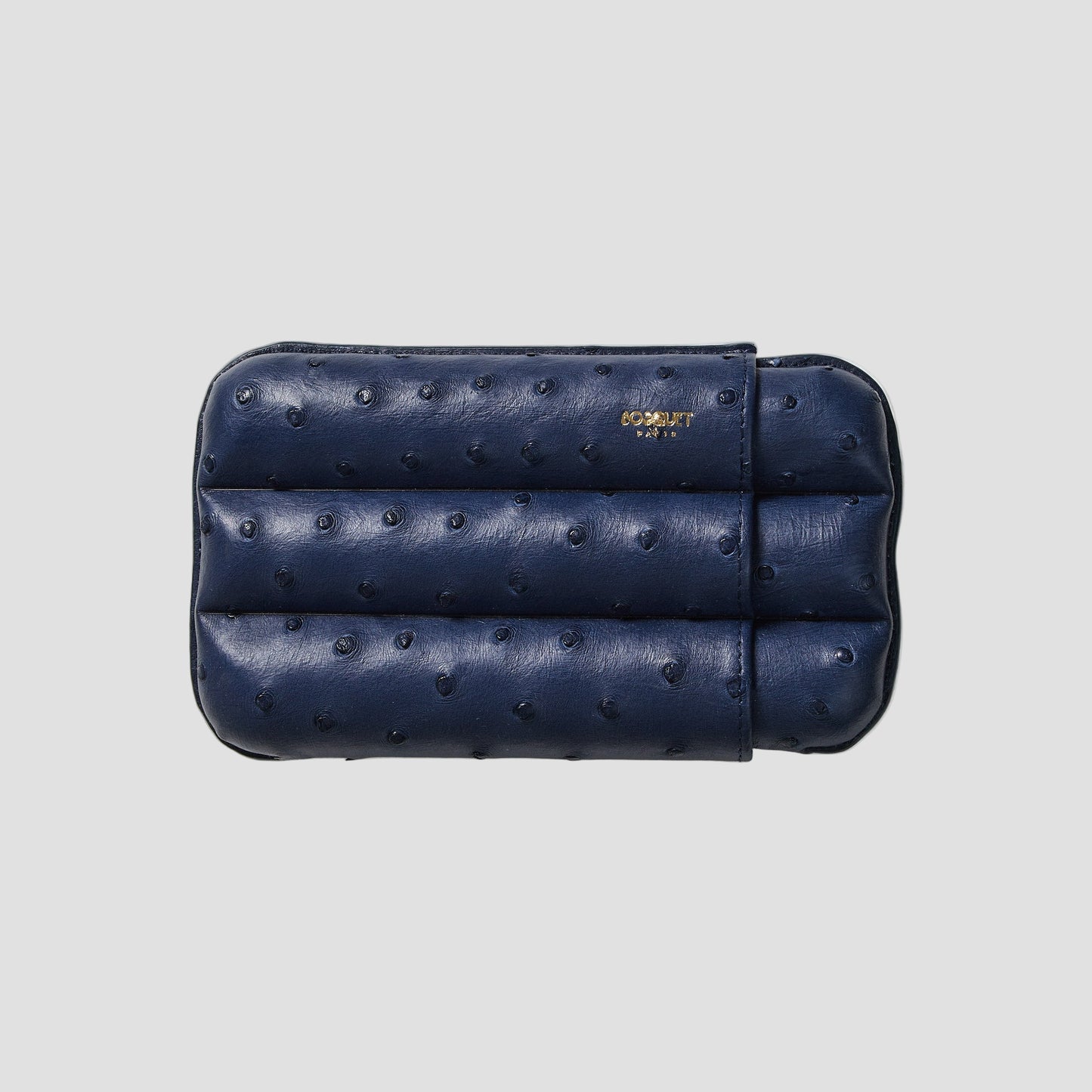 genuine Ostrich Leather cigar Case for 3 cigars - presidential blue, elegant cigar case