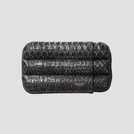 genuine python Leather cigar Case for 3 cigars  -black, elegant cigar case