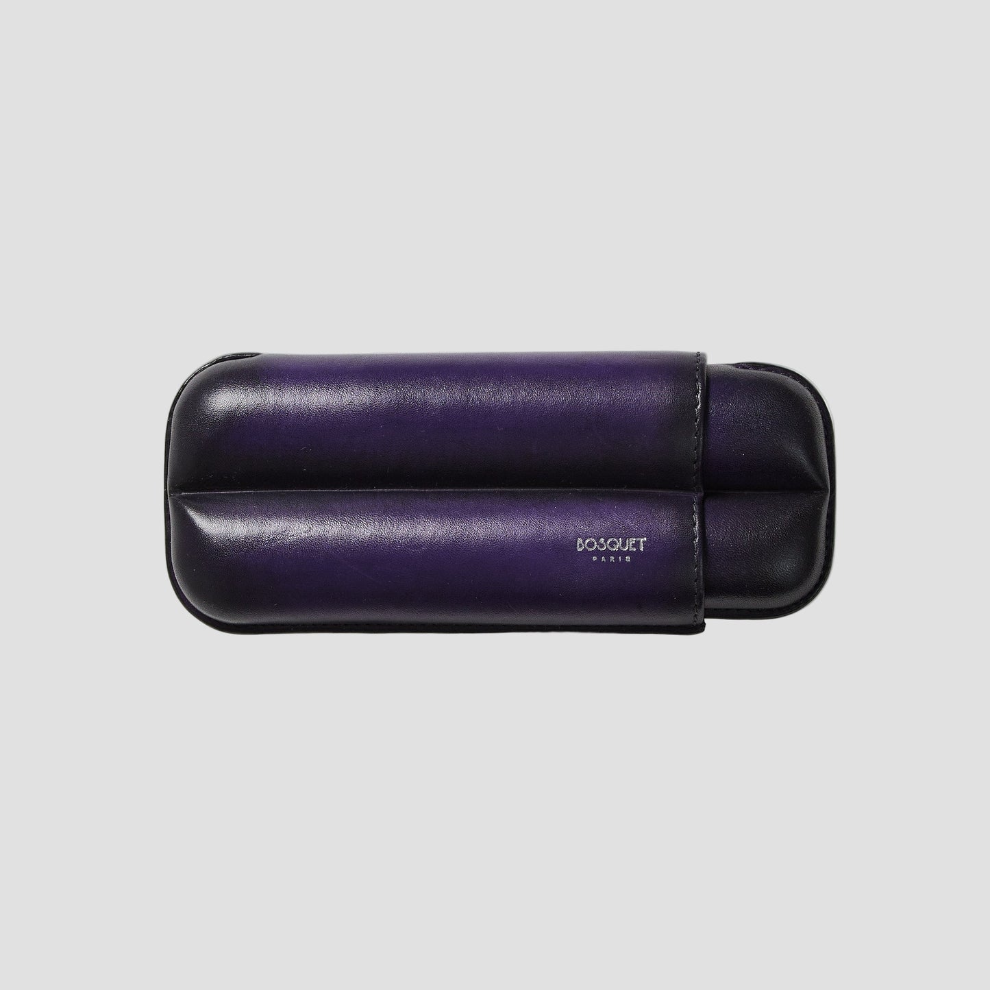 handcrafted Leather cigar Case for 2 cigars - hand finished in Patina purple, genuine grained calf leather cigar case for 2 cigars