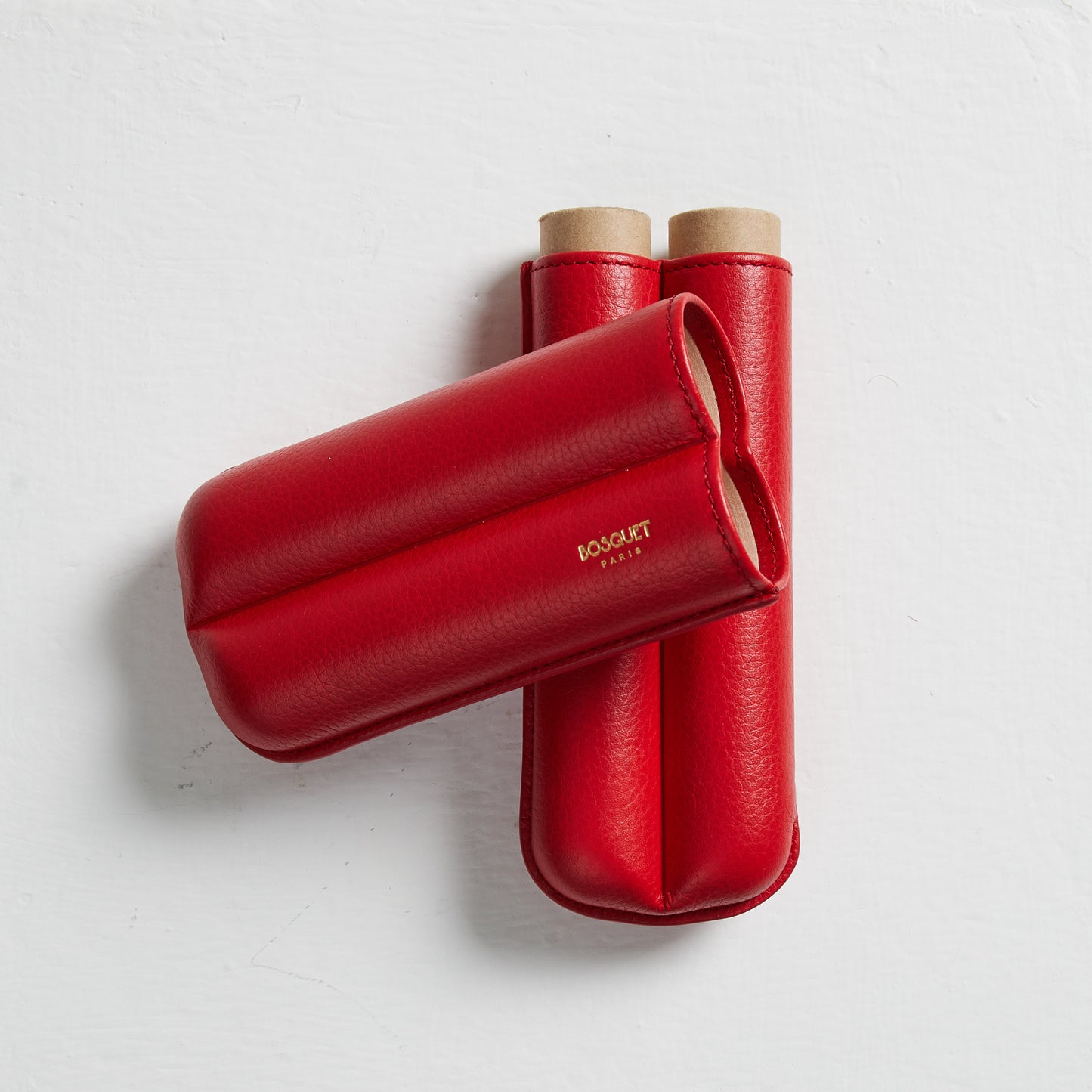 Grained Calf Leather cigar Case For 2 cigars - red, genuine leather cigar case, elegant handcrafted cigar case