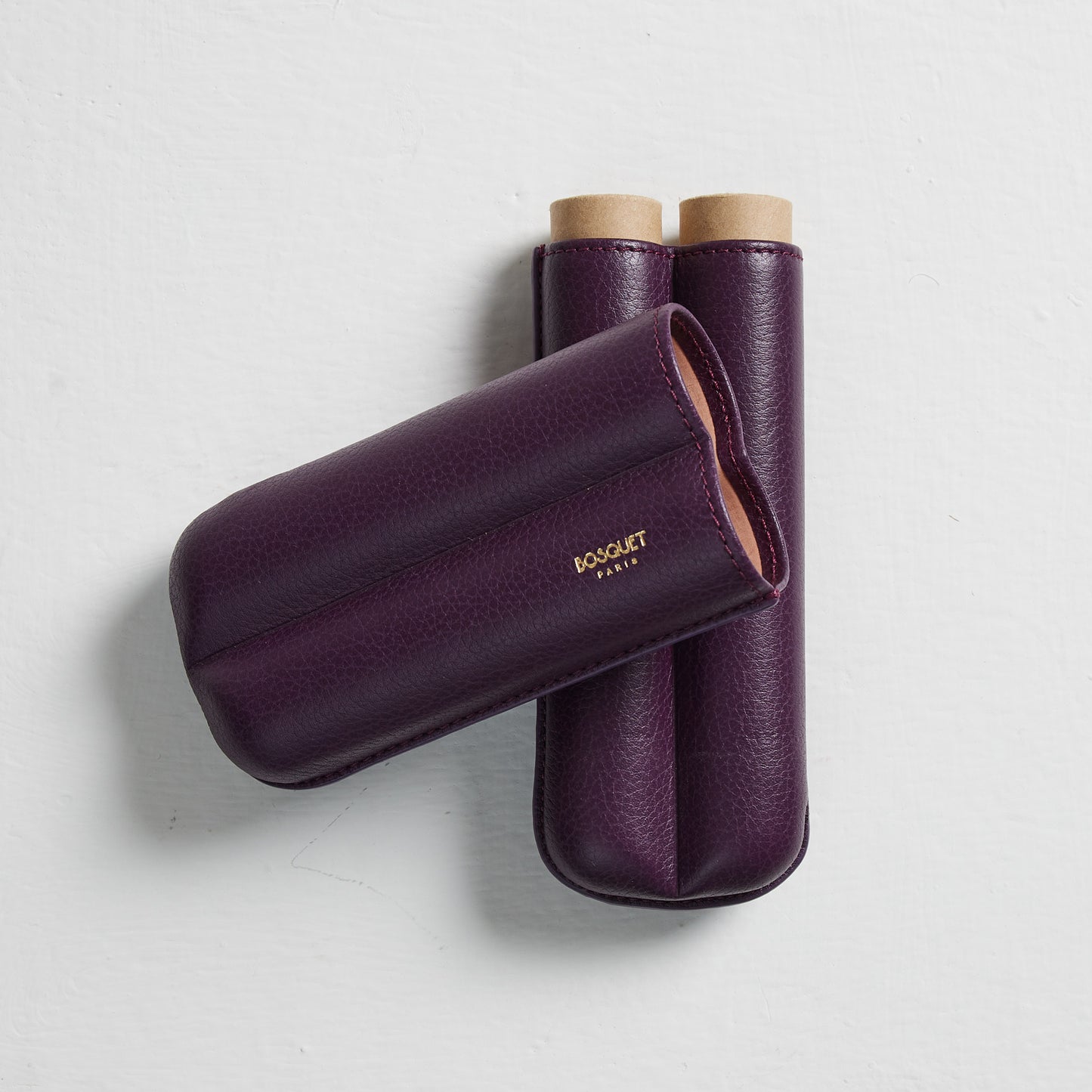 Grained Calf Leather cigar Case For 2 cigars - purple, genuine leather cigar case, elegant handcrafted cigar case