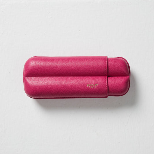 Grained Calf Leather cigar Case For 2 cigars - pink, genuine leather cigar case, elegant handcrafted cigar case