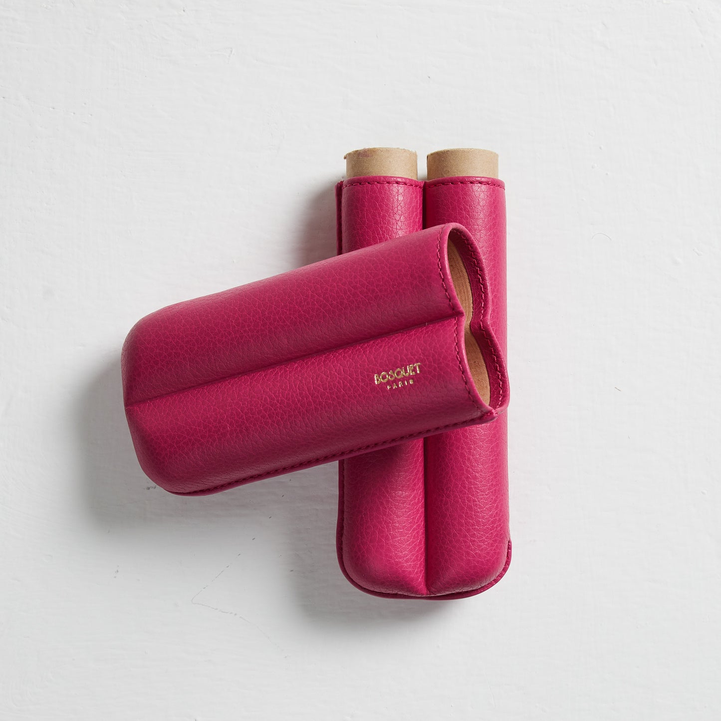 Grained Calf Leather cigar Case For 2 cigars - pink, genuine leather cigar case, elegant handcrafted cigar case