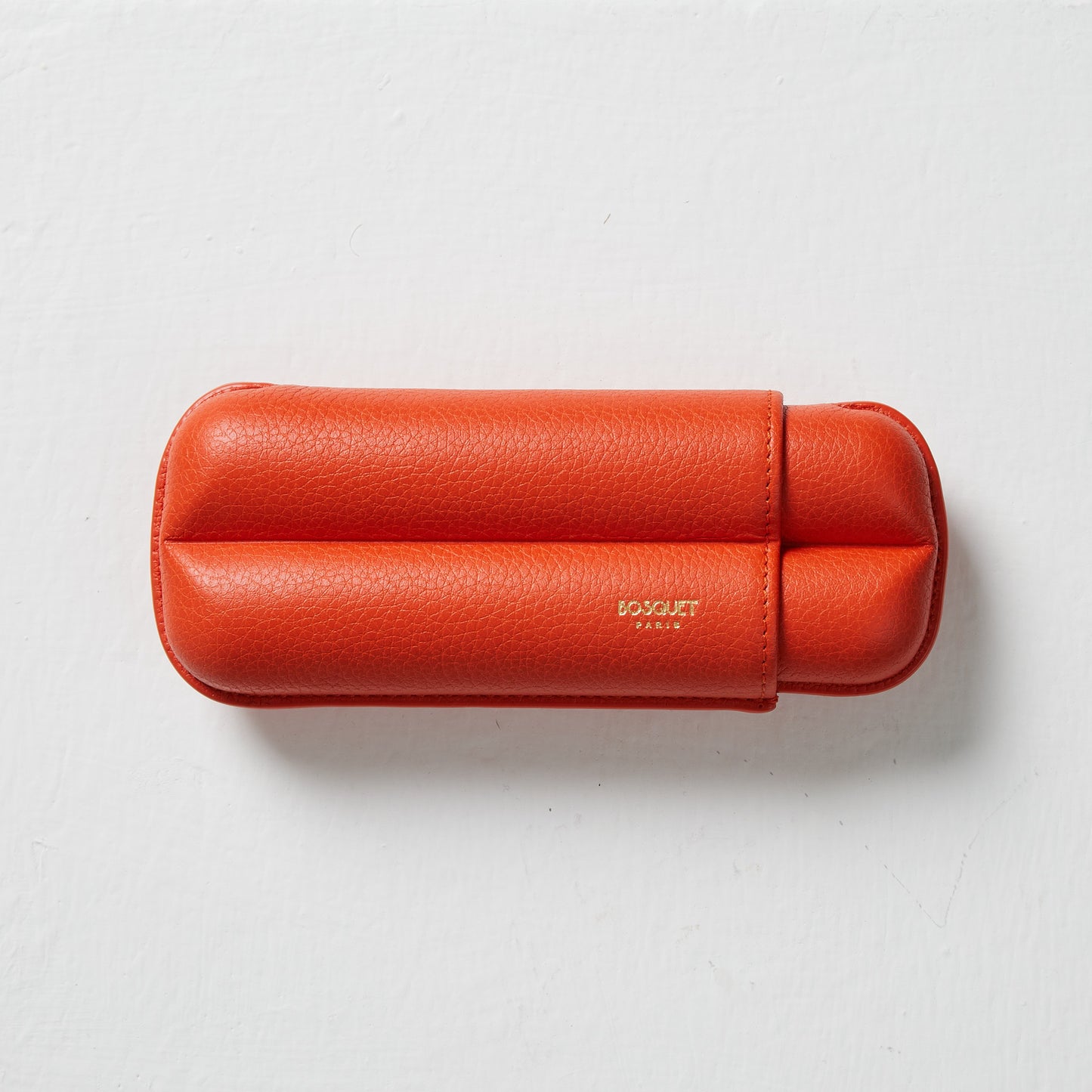 Grained Calf Leather cigar Case For 2 cigars - orange, genuine leather cigar case, elegant handcrafted cigar case