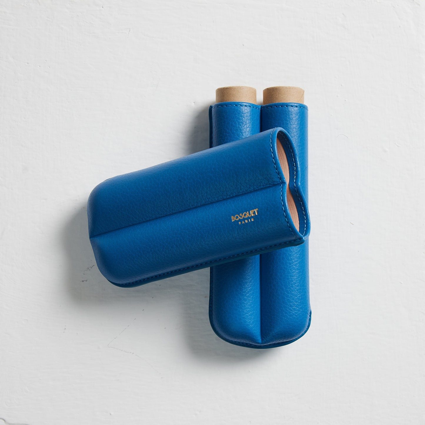 Grained Calf Leather Case For 2 - Capri Blue