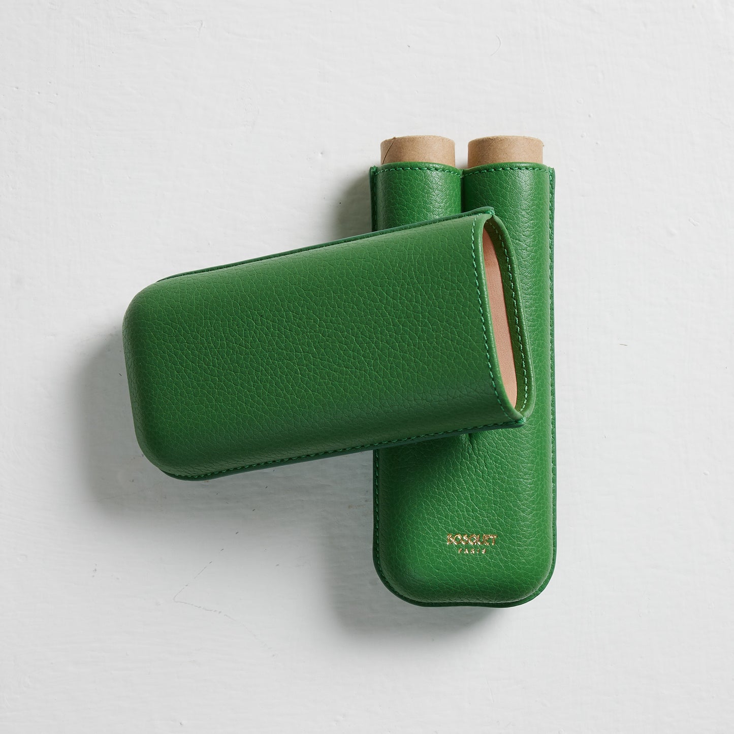 Grained Calf Leather cigar Case For 2 cigars - mint green, genuine leather cigar case, elegant handcrafted cigar case