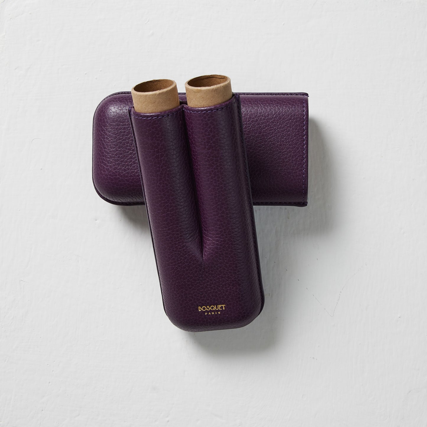 Grained Calf Leather cigar Case For 2 cigars - purple, genuine leather cigar case, elegant handcrafted cigar case